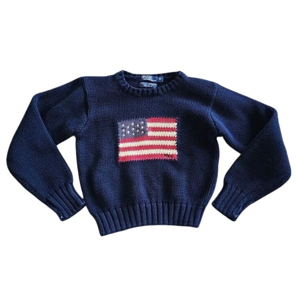 Vintage‎ Polo Ralph Lauren 4t Knit American Flag Sweater
